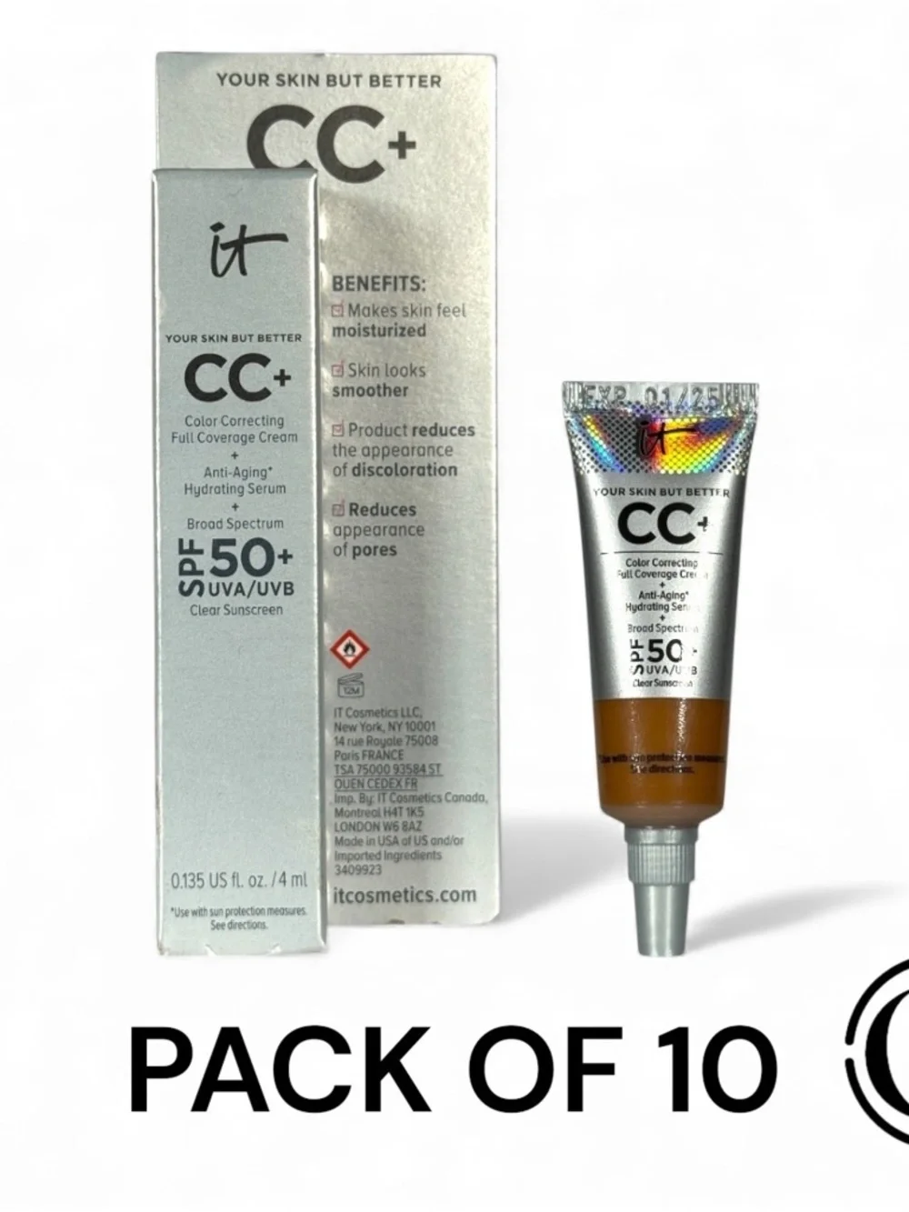 LOT OF 10 It Cosmetics CC + Color Correcting Cream Spf50 0.135 floz Neutral Rich